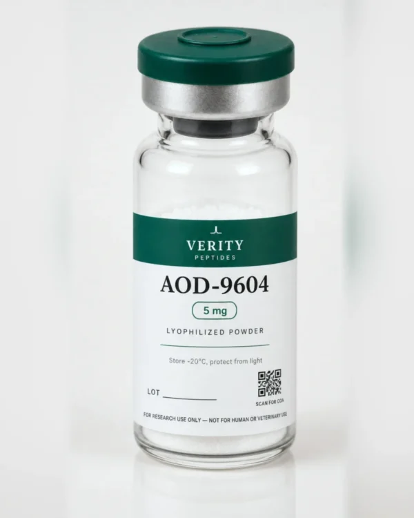 AOD-9604 research vial — lyophilized powder, research use only