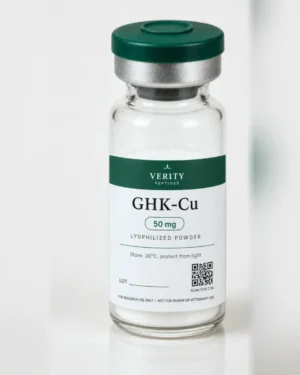 GHK-Cu research vial — lyophilized powder, research use only
