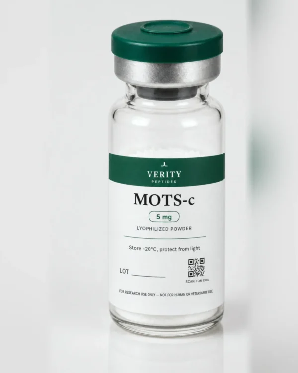 MOTS-c research vial — lyophilized powder, research use only