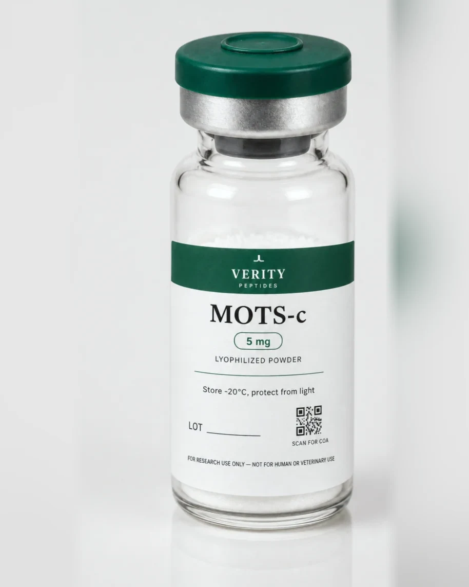 MOTS-c research vial — lyophilized powder, research use only
