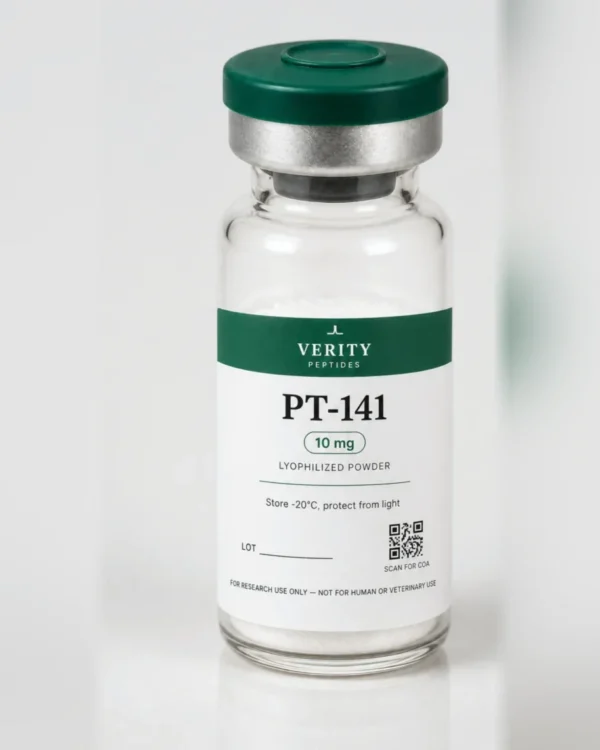 PT-141 research vial — lyophilized powder, research use only